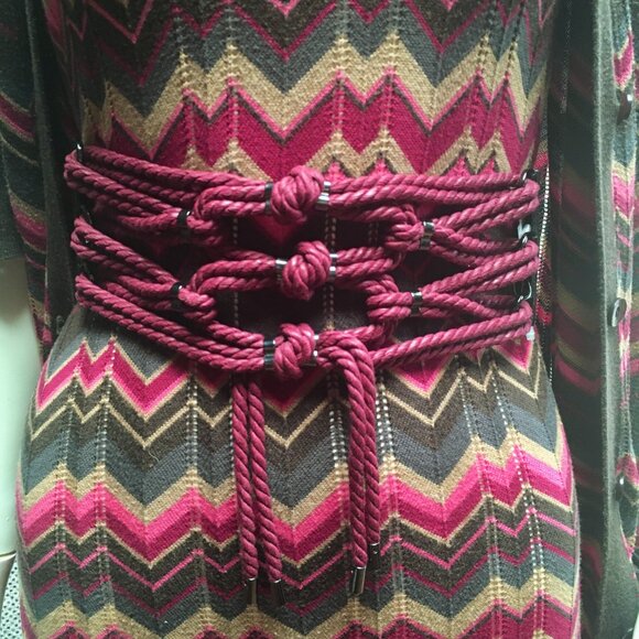 Handmade OOAK artist Shibari rope sexy kinky corset belt BDSM harness leather
